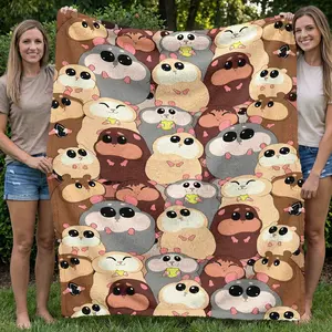Cute Hamster Flannel Blanket, Soft Skin-Friendly Warm Comfort, Sofa Bed Throw Home Decor, Perfect Gift for Family Friends
