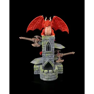 Hand-Painted Dragon Tower Dice Holder – Large 35cm Fantasy Display – Multicolor 3D Printed Dice Tower – RPG & DnD Gift – Dragon Statue