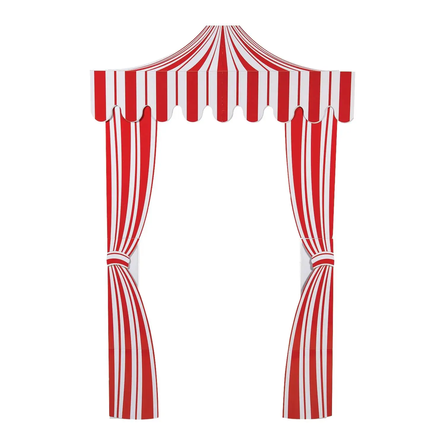 Bright, Vibrant Red & White Stripe Carnival Tent Archway Cardboard Stand-Up, 68" x 108"