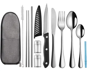 Portable Travel Utensils Set,Reusable Utensils,Travel Camping Cutlery Set,Stainless Steel Flatware Set Lunch Boxes Workplace Camping School Picnic