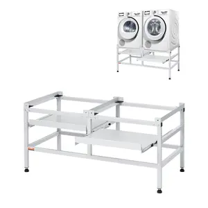 【Summervibes】Washing Machine Stand Pedestal 48.5x25 Inch 590LB with Double Tray Carbon Steel
