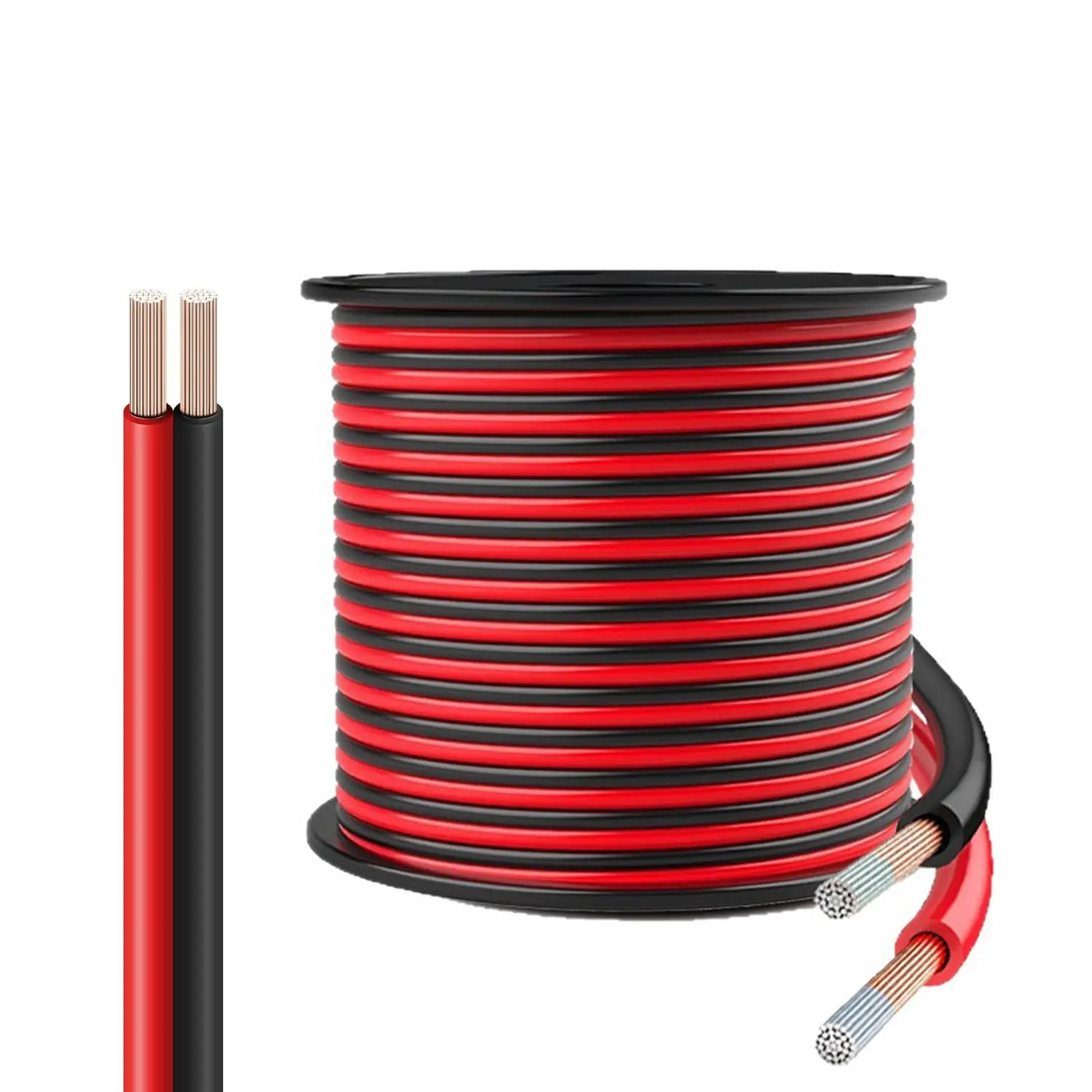 18 Gauge Wire, 18 AWG Electrical Wire Cable, 2 Conductors Red Black Wire, Copper Clad Aluminum(CCA) Flexible PVC Extension Cord for Speaker, Hookup LED Strips, Automotive 12V/24V DC, AWG Wires