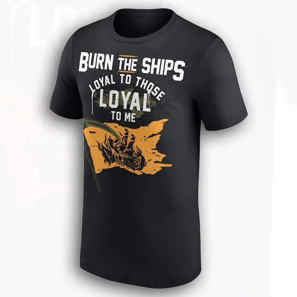 Men's Black Baron Corbin Burn The Ships T-Shirt, WWE Wrestling Graphic Tee, Retro Fan Shirt, Unisex Black Wrestling Apparel, Limited Edition Collectible Gift