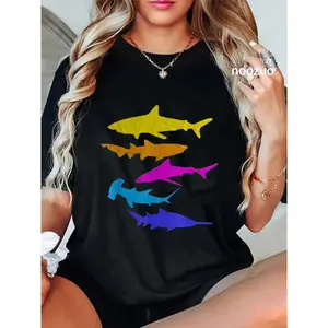 100% Cotton Retro 80s Shark Shirt Sharks Party Gift Idea Women Men T-Shirt