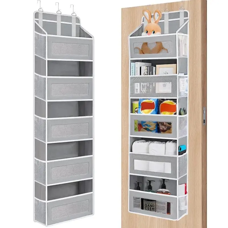 Over The Door Organizer - Heavy Duty 5-Tier Storage Rack with 10 Large Clear & Mesh Pockets, Closet Organization, Practical Father's Day Gift Vertical Space Optimization