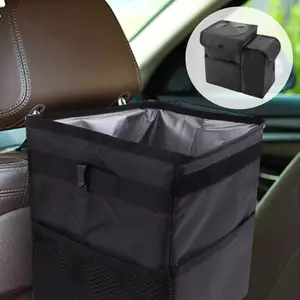 Foldable Car Trash Can, Dustbin Multi-functional 2 Way Hanging Cup Holder Storage Pocket Bag Car Back Seat Garbage Bin Rubbish Bin Tissue Box Waterproof