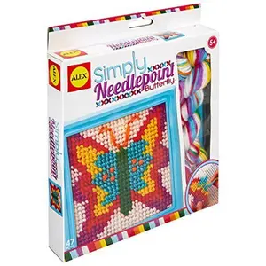 ALEX Toys Simply Needlepoint Butterfly Kids Art and Craft Activity Kit with Pre-Printed Canvas Plastic Frame Yarn & Easy Instructions for Ages 5+