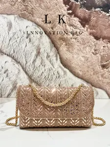 Luxurious Champagne Rhinestone Evening Clutch, Elegant Full-Diamond Party Bag, Women's Versatile Crossbody Shoulder Purse, Perfect for Parties/weddings/dances