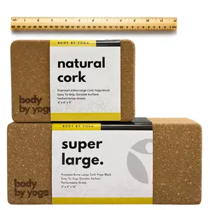 Premium Cork Yoga Blocks - Extra Large Yoga Block 2-Pack or Extra Tall 1-Pack for Inflexible Yogis | Natural, High-Density Cork for Superior Support & Stability | Optional Yoga Strap & Gift Box (Classic, Extra Tall 1-Pack)