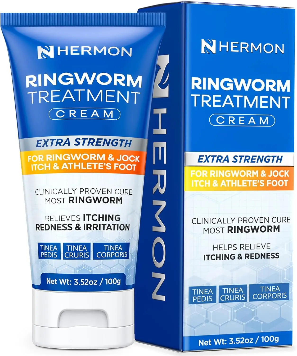 Hermon Powerful Antifungal Ringworm Cream - Effective Treatment for Stubborn Ringworm, Jock Itch, Eczema, Tinea Versicolor, Athlete's Foot - for Adults and Kids - 100ml