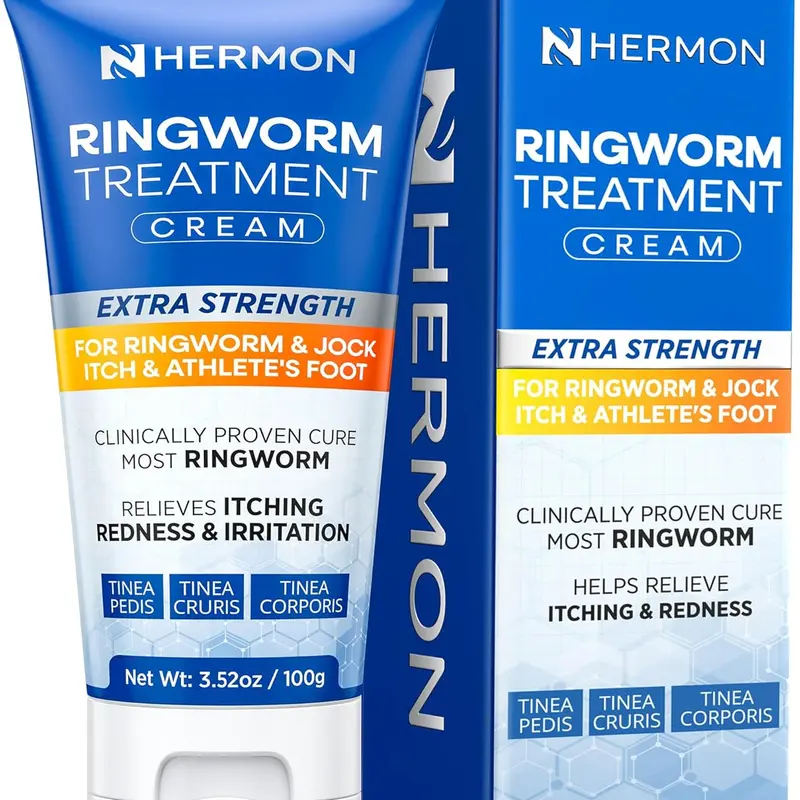 Hermon Powerful Antifungal Ringworm Cream - 100ml Hypoallergenic Botanical Therapeutic Body Moisturizer with Cnidium Monnieri, Fast-Acting Travel-Friendly Treatment, Safe for the Whole Family, 2 Applications for Results in 2-3 Days, 24-Month Shelf Life