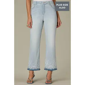 Bennett High Rise Embroidered Slit Hem Plus Size Barely Boot Jeans