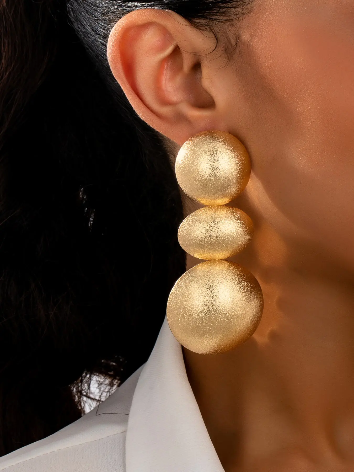 Boho Style Oversized Design Geometric Oval Matte Finish Metal Earrings, Fashionable Women's Studs for Versatile Use Daily Wear and Gift Ready, Earrings Jewelry