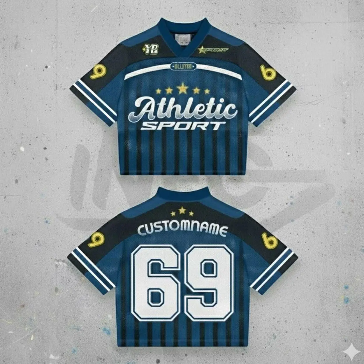 Custom Name Athletic Crop Football Jersey – Blue Mesh Sports Crop Top, Personalized Streetwear Jersey