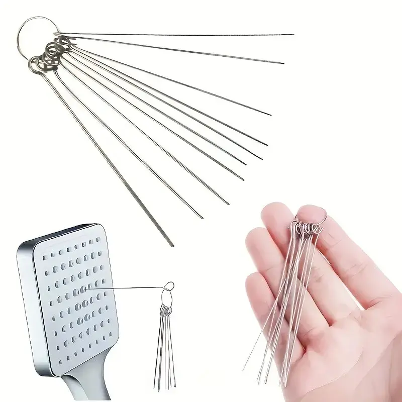 10PCS Shower Head Cleaning Brush,Tiny Brushes for Cleaning Shower Head,Gap Hole Anti-Clogging Cleaning Brush,Descaler Needles,Rust-Proof Showerhead Cleaner Set for Home and Kitchen