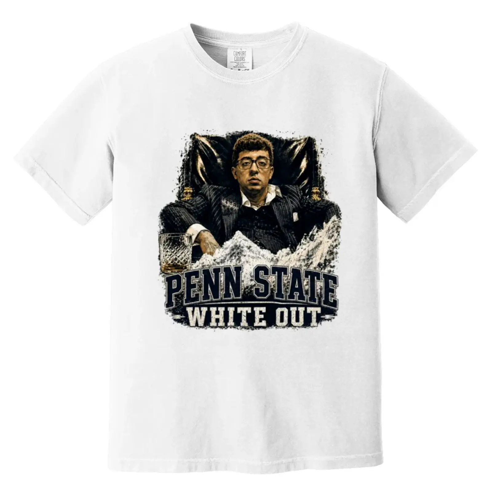Penn State White Out Comfort Color Graphic Tee Ring-Spun Cotton Soft-Washed T-Shirt Trendy Tops Perfect Gift