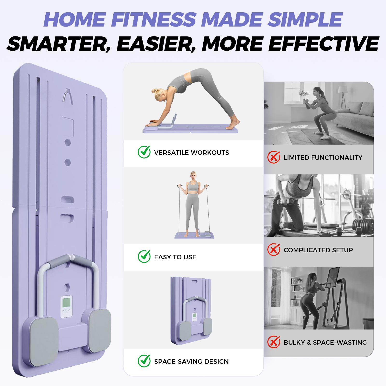 Pilates Board - Pilates Reformer Set, Multi-Purpose Foldable Pilates Reformer Board for Home, 5 in 1 Pilates Sliding Board