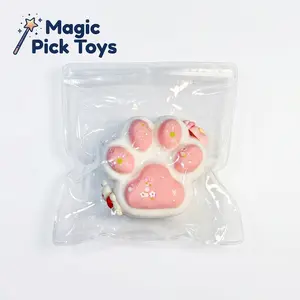 Final Sale | Creamy Pink Cat Paw Squishy - Food-Grade Silicone Slow-Rising Rebound Squishy Fidget Toys for Stress Relief - Soft Squeeze Toys with Thick Creamy Slime Texture, Handmade Non-Toxic Sensory Toys