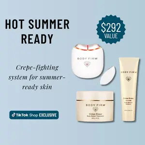 Crépe Erase by The Body Firm - Hot Summer Ready Bundle – Body Repair Treatment & Body Refining Exfoliant (10 oz) + Skin Revitalizing Tool, Firming, Smoothing & Hydrating Care for Crepey Skin Moisturizer