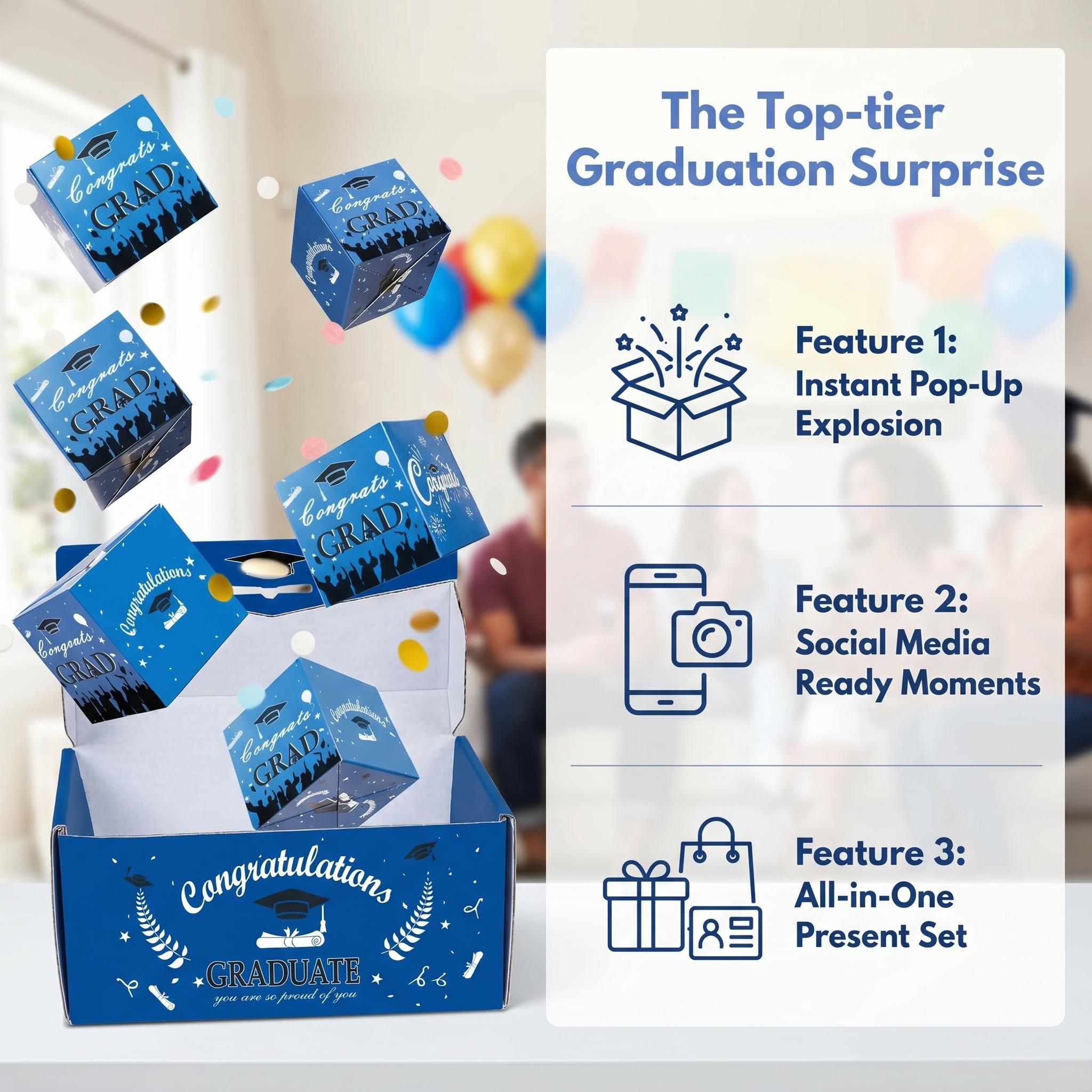 2026 Graduation Surprise Pop-Up Gift Box, Creative Folding Bounce Red ...