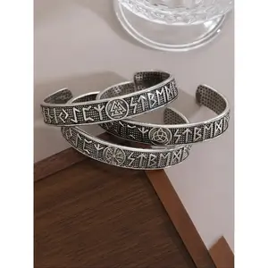 Vintage Viking Rune Triangle Celtic Knot Open Bracelet Fashionable Unisex Norwegian Style Perfect Gift for Valentine's Day Mother's Day Birthday Stackable Trendy Stack Bangle
