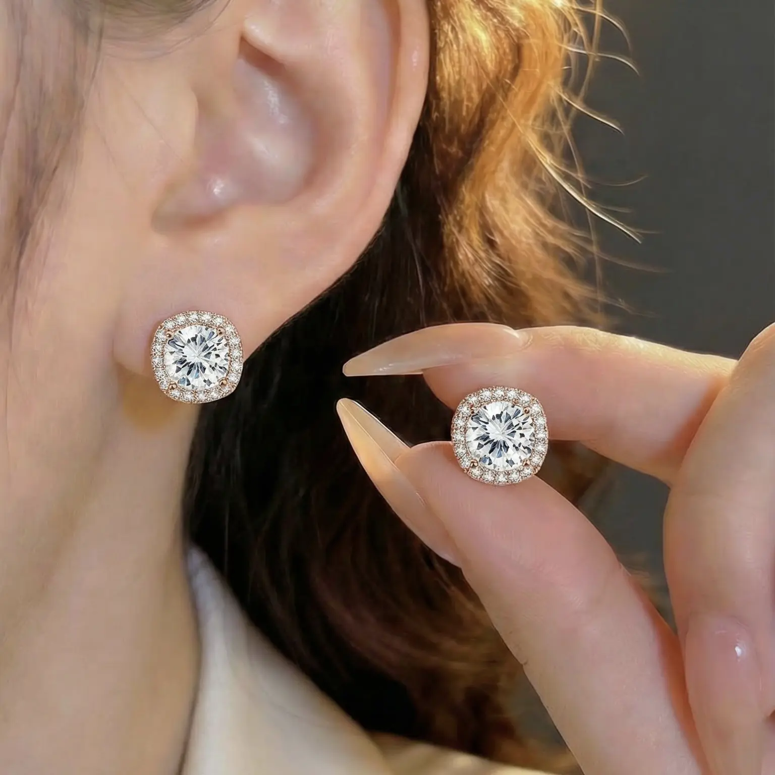 Soocosisx Zircon-Embedded Starry Sky Luxury DDES0060  Women's Premium Earring Set 14K Gold-Plated