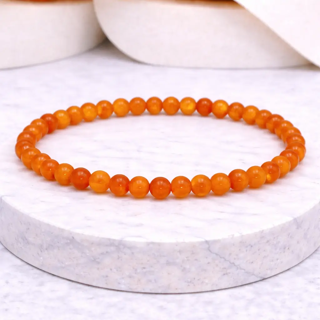 Orange Chalcedony Stone Bracelet 6/8/10mm Natural Crystal Beads for Creativity and Vitality Handmade Healing Energy Jewelry