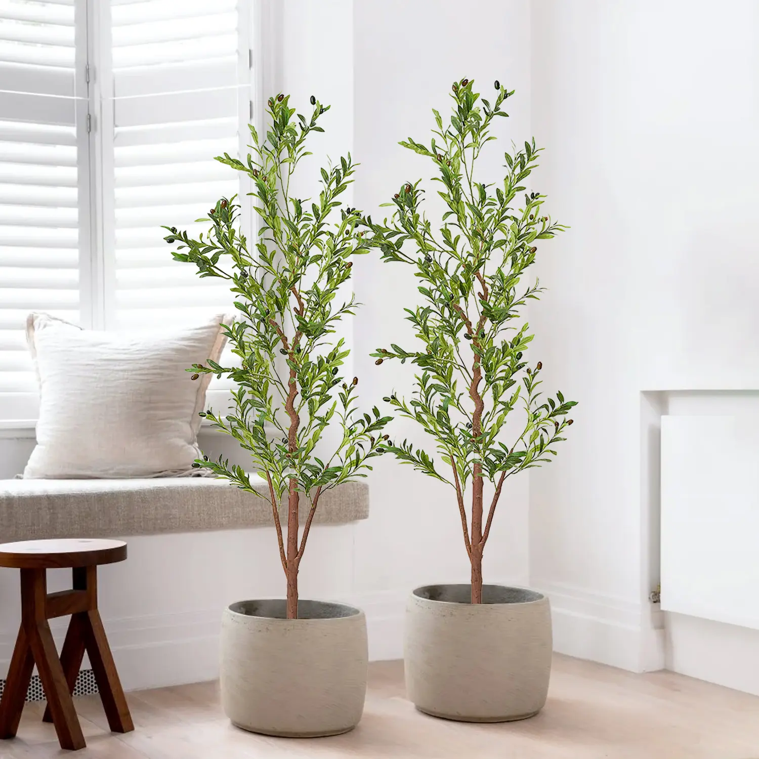 Kerilyn [Realistic Olive Tree] Realistic Large Multi-Trunk Artificial Olive Tree With Container - Perfect For Indoor And Outdoor Decor, Versatile For Various Room Types, Occasions And Seasonal Celebrations