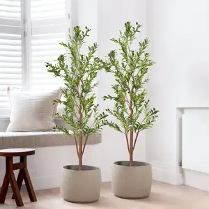 Kerilyn [Realistic Olive Tree] Realistic Large Multi-Trunk Artificial Olive Tree With Container - Perfect For Indoor And Outdoor Decor, Versatile For Various Room Types, Occasions And Seasonal Celebrations