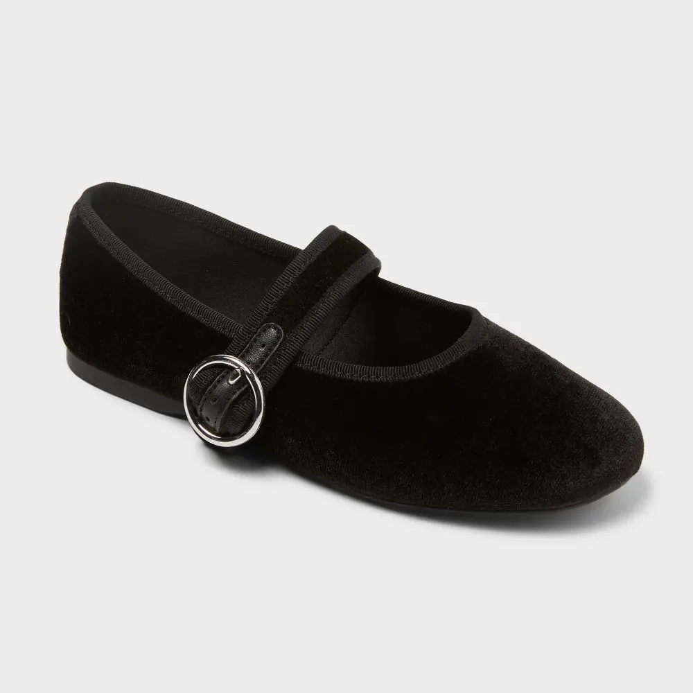 Art Class Kids' Quilla Ankle Strap Round Toe Ballet Flat Shoes - Black