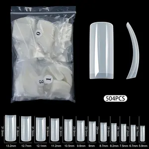 504Pcs Ultra-Thin Soft Nail Tips, Half Cover False Nails, Lightweight Natural Fake Nails, Almond Ballet Coffin Press On Nails for Acrylic Nail Extension Manicure Salon Supplies