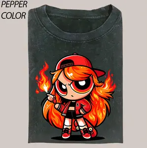 Y2K #Powerpuf Girl Character Fire Unisex T-Shirt, Y2K #Powerpuf Fitness, Workout Shirt, Trending 2025, Weightlifters, Bodybuilding Shirt, Pump Cover Gym Tee for Men Women, Youth & Adult