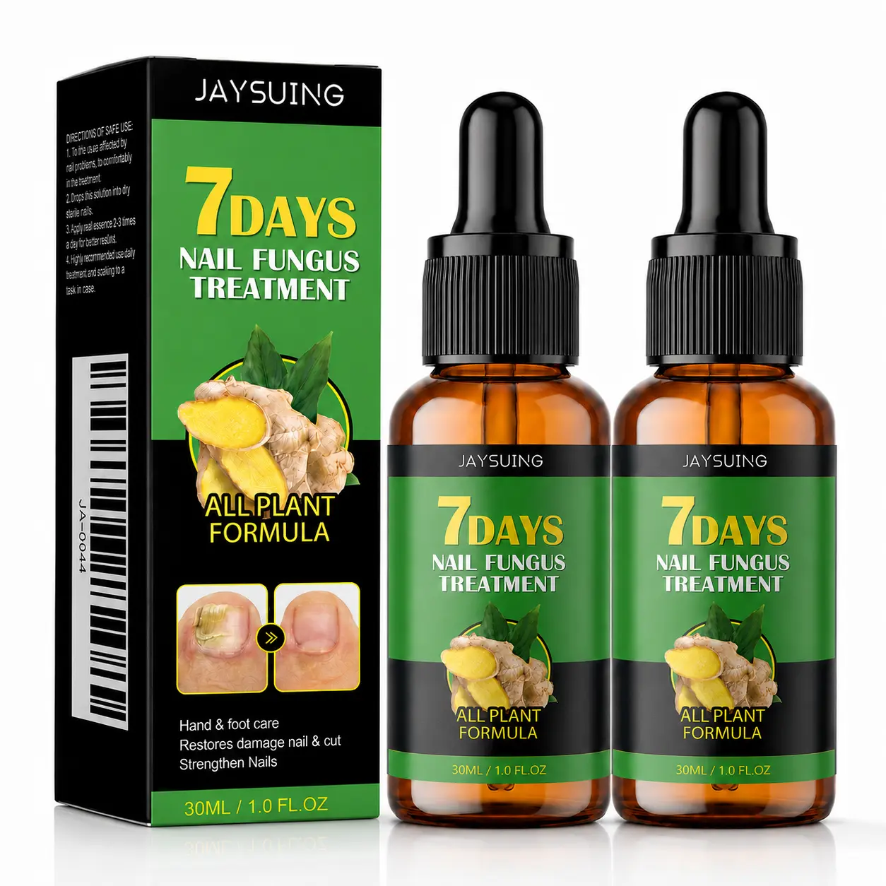 JAYSUING Ginger Nail & Cuticle Care Essence, Unisex Plant-Based Dropper Oil with Glycerin & Aqua for Dry, Rough, Brittle Fingernails & Toenails, Cuticle Nourish Hand Care, 30 mL, Nail Hardener For Damaged Nails