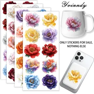 40Pcs/set Elegant Flowers Iron On Stickers For Cup Be Waterproof UV DTF Printable Vinyl Paper Fun Designs Durable Construction Long-Lasting Adhesion Must-Have For Craft Enthusiasts Cups Mugs Sticker Sold Only Sticker Not Cup