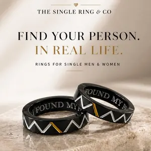 The Single Ring - Black Chevron Design with Gold Accents - Rings for Single Men & Women - Find Your Person in Real Life
