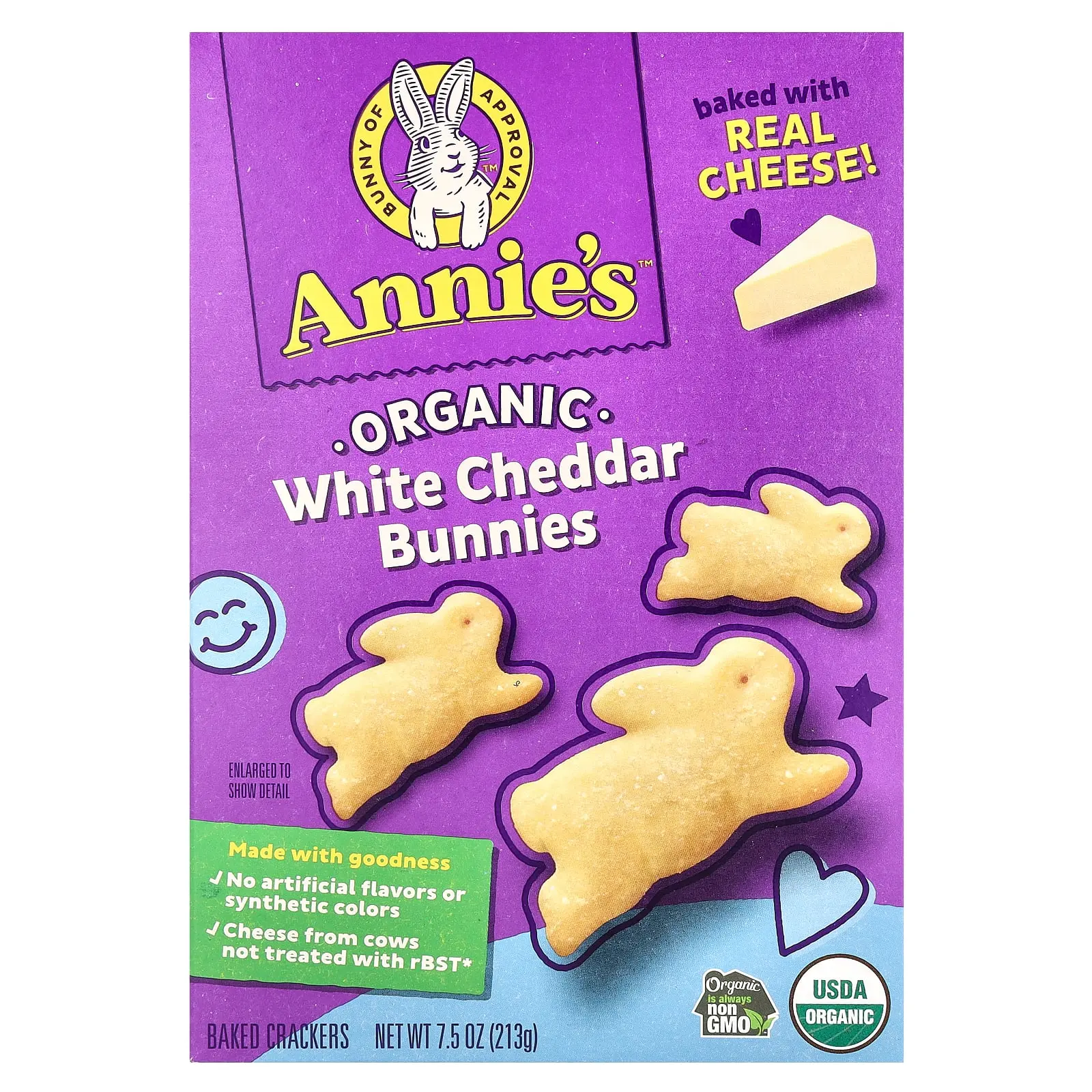 Annie's Homegrown Organic White Cheddar Bunnies, Baked Crackers, 7.5 oz (213 g)