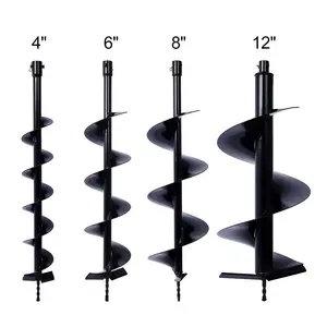 Heavy Wall Auger Drill Bit Set, 3/4" Shaft Multi-Size Earth Hole Digger Replacement Bits (4IN, 6IN, 8IN, 12IN) for Planting Holes & Bulb Bedding in Loose Dirt