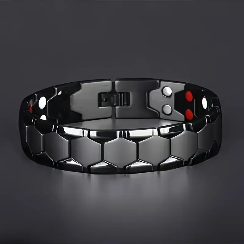 1 Men's magnetic titanium bracelet, four in one bracelet, fashionable bracelet - ideal gift for Father's Day, detachable magnetic bead hexagonal wide bracelet jewelry men