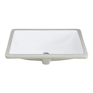 YYDS White Rectangular Undermount Bathroom Sink With Overflow