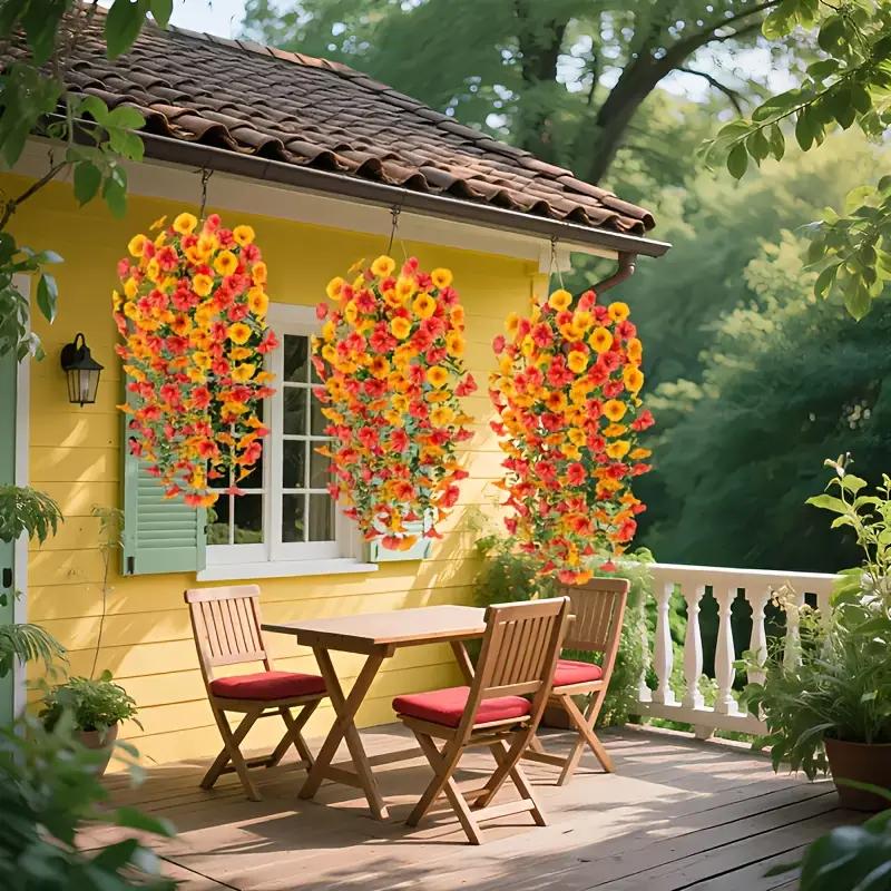 Artificial Morning Glory Vine, 2/4 Bunches Fake Flower Vine, faux flower, Decorative Flowers for Home Party Wedding Outdoor Yard Wall Hanging, Ornaments, Mother's Day Gifts