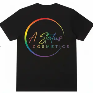 A Status Cosmetics Logo TShirt - Black Rainbow Design Unisex Fit