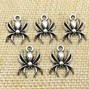 10pcs Antique Silvery Spider Pendant DIY Bracelet Necklace Making Charm Handicraft Jewelry