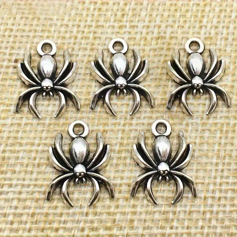 10pcs Antique Silvery Spider Pendant DIY Bracelet Necklace Making Charm Handicraft Jewelry