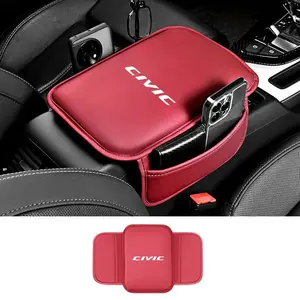 Car Armrest Box Pad with Pocket Storage, Arm Rest Cushion for Honda Civic Fit Jazz Accord Pilot Crv Odyssey Passport City Shuttle