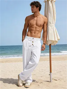 Summer Casual Men's Long Pants, Comfortable Linen Breathable Pants, Stylish Relaxed Fit, Perfect for Daily Wear & Outdoor Activities