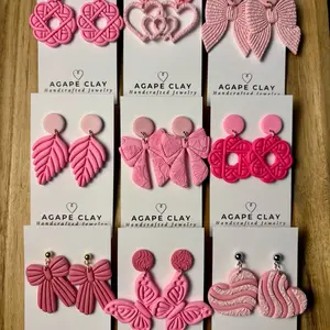 Pink Dangles- Basket Earrings- Various Fixings - Polymer Clay Handmade Earrings for TikTok LIVE