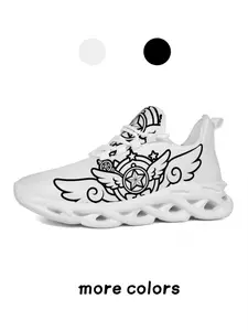 1 Pair Kids Soft Thick Sole Sports Shoes Breathable Lightweight Children's Day Gift Daily Wear All-match Cardcaptor Sakura Magic Array Wing Print Casual Shoes