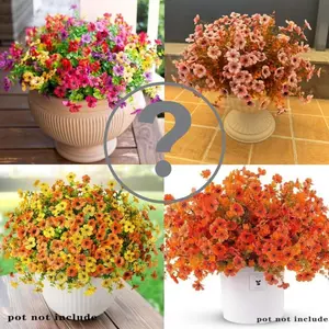 Coroxas Artificial Flower Bouquet UV-Resistant Faux Eucalyptus & Daisies Random Multicolor Surprise Box for Outdoor Patio Porch Home Garden Decor