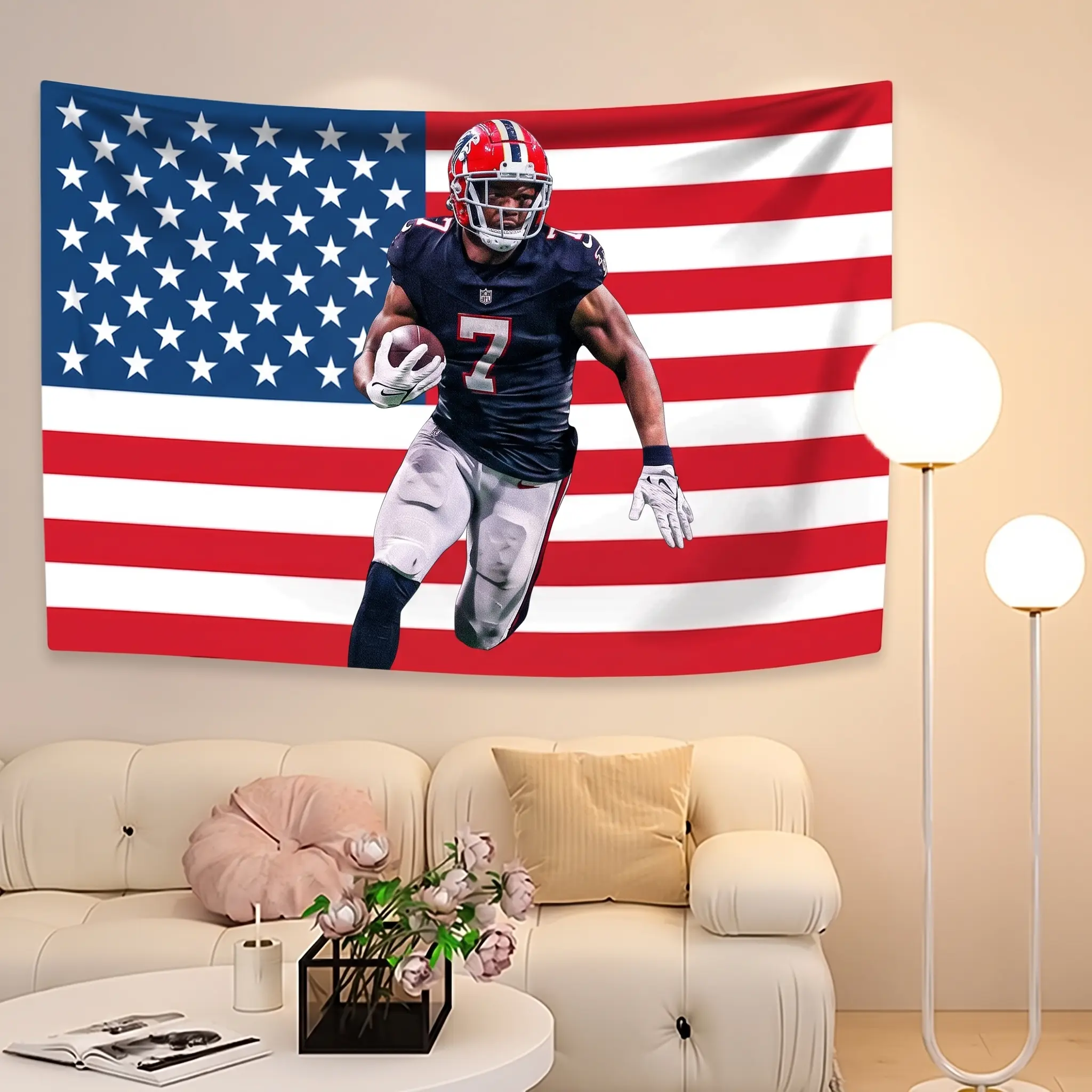 Bijan Robinson Tapestry, Football Game Day, Wall Decor