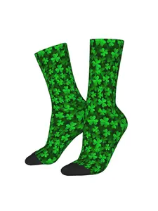 1 Pair Funny Crazy Sock for Men A Shamrock Field For St Patrick's Day Hip Hop Harajuku Happy Quality Pattern Printed Crew compression Sock Novelty Gift Merry Christmas Decoration Gift Xmas